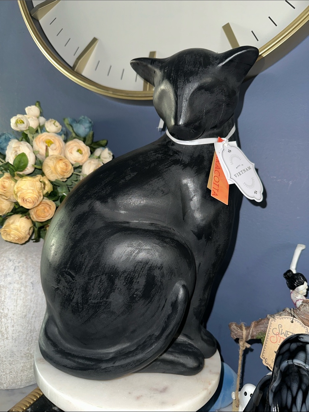 Halloween Black terracotta Cat Figurine Decorative Accent XL 17”